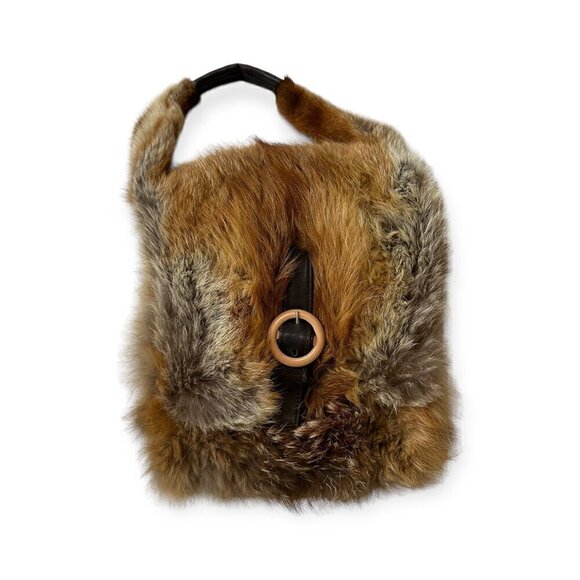 Vintage Fur bag with buckle closure, Brown multi - Picture 4 of 15